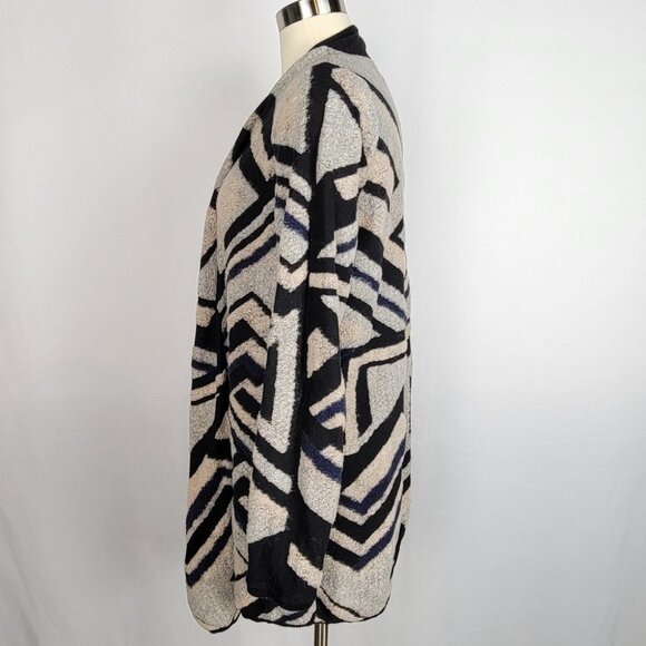 Lucky Brand Intarsia Draped Geometric Open Front Cardigan Womens Size Medium - Picture 7 of 11